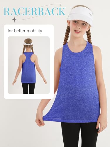 Poroka 5 Pack Girls Active Dry Fit Tank Top Kids Sleeveless Racerback Tank Tops Girls Athletic Dance Performance Tops4