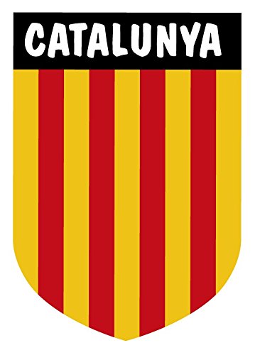 Artimagen - Pegatina del Escudo de Cataluña con los Colores de la Bandera y con el Texto Catalunya.