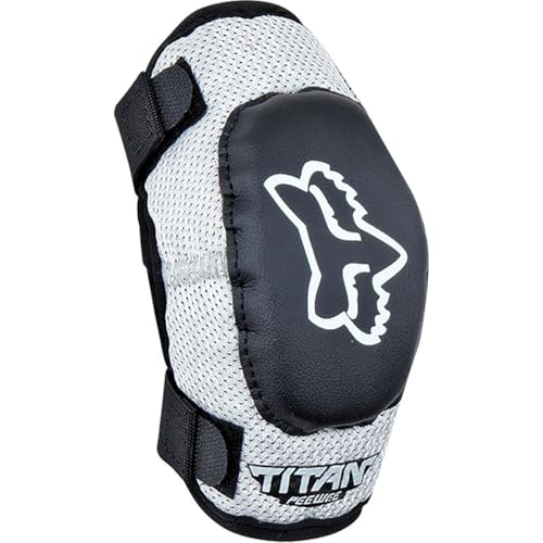 Fox Racing Youth Pewee Titan Medium/Large Motocross Dirt Bike Elbow Pads, Black/Silver, One Size