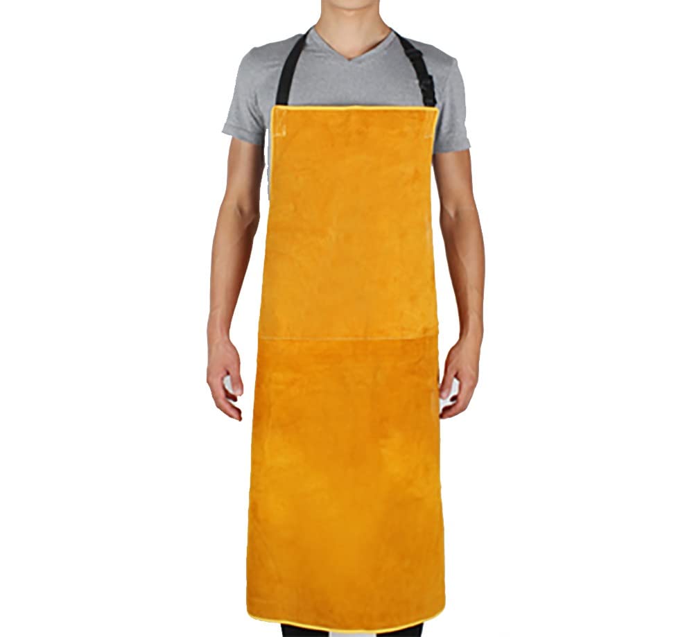 Tablier de soudage Tablier De Blacksmith De Cowhide, Tablier De Soudage en Cuir Lourd for Hommes, Tablier De Travail Ignifuge (Color : Yellow, Size : 70x100cm)