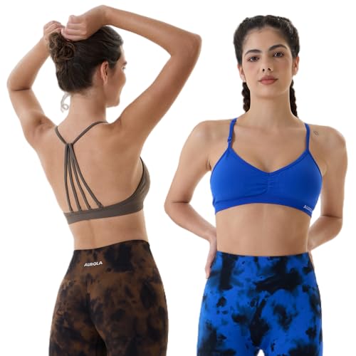 Image of AUROLA Mercury Workout Sports Bras Women Athletic Removable Padded Backless Strapy Minimal Crop Top