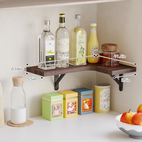 image for Fixwal Corner Floating Shelves Set of 5, Wall Mounted Corner Shelf, Ru