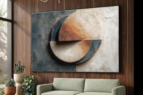 Tableau géométrique haut de gamme sur toile texturée et cadre intérieur en bois durable - 2