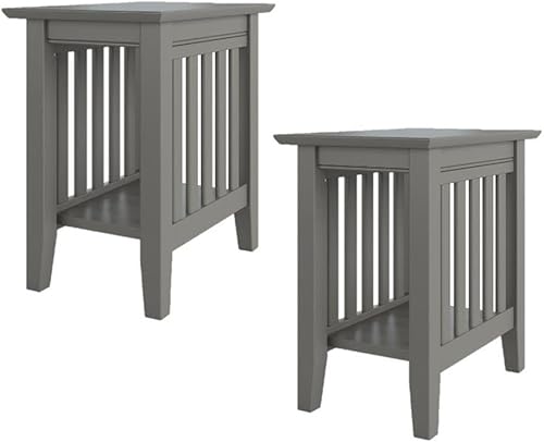 AFI, Mission, mesa auxiliar de madera maciza, 14 pulgadas, juego de 2, gris