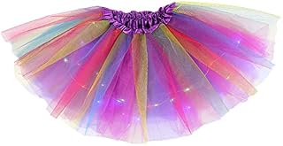 Girls Tutu Skirt, Layered Tulle Dance Skirts, Kids Girls LED Light Up Glitter Star Sequins Ballet Dance Tulle Tutu Skirt, LED Light Up Tutu Skirt Neon Colorful Luminous Party Dance Dress(Dark Purple)