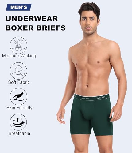 ANLIQI Men's Boxer Briefs Bamboo Rayon Moisture Wicking Underwear for Men Pack Breathable Underwear with Fly Underpants2