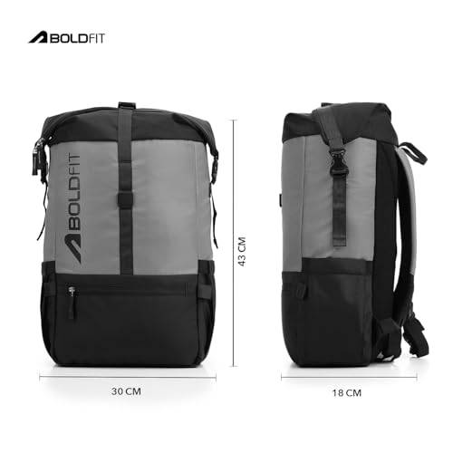 Image of Boldfit Rolltop Bags for Mens 45 Ltrs+ Unfolded Backpack for Men Travel Backpack for Women with Sleeve Separator Travel Bag for Men Pack for Outdoor, Office Lightweight Smart Backpack