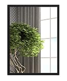 RAMIX Wandspiegel im pulverbeschichtetem Aluminiumrahmen schwarz Loft Rechteckiger Rund Wohnzimmer Schlafzimmer Badezimmer Ankleidezimmer Flur 60 x 40 cm, 40 x 60 cm (63x43cm, 43x63cm)