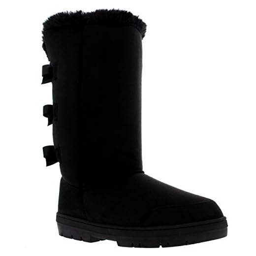 Womens Triplet Bow Tall Classic Waterproof Winter Rain Snow Boots - Black - 9 - BLA40 AEA0230