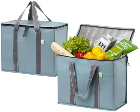 Coollooc Insulated Reusable Grocery Bags, Collapsible Cooler Bag For Groceries, Heavy Duty Large Insulated Bag