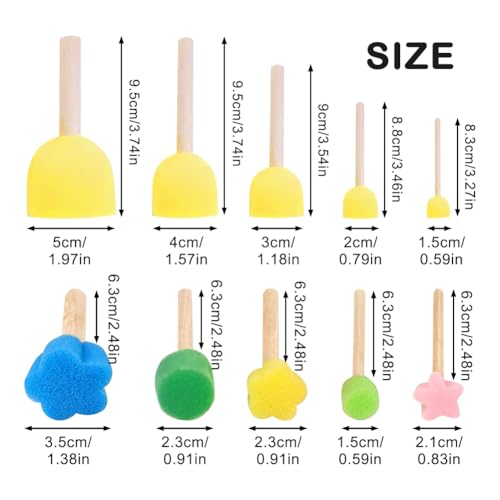 20PCS Sponge Brushes, Foam Brushes, Round Sponge Stippler Paint Tools, Paint Sponges Brush with Wooden Handle for Graffiti, Diy, Crafts - Image 2