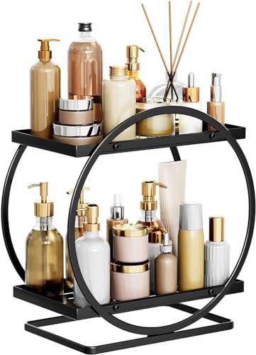 Organiseur de maquillage 2 niveaux et étagère de rangement métal salle de bain