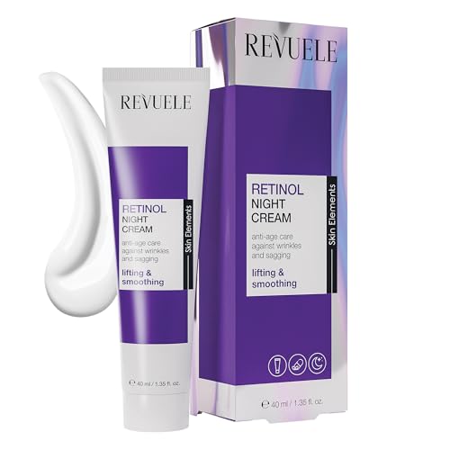 Revuele Retinol Night Cream - Crema de noche regeneradora con retinol y vitamina E, ayuda a la regeneración de la piel, reduce las arrugas y mejora la elasticidad, vegana, 40 ml