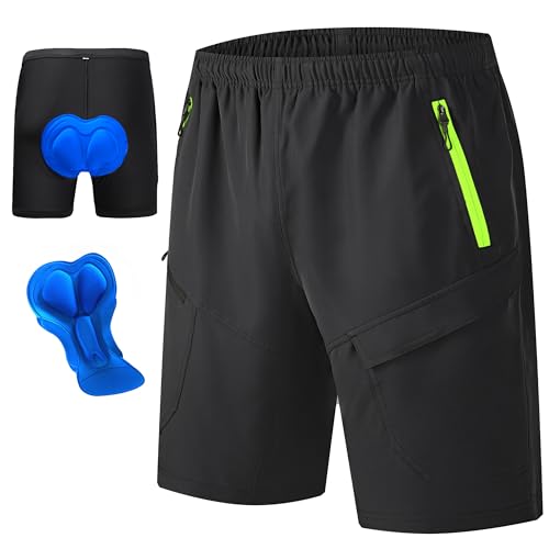 Shorts masculinos de mountain bike acolchoados 3D para ciclismo e ciclismo de secagem rápida e leve,