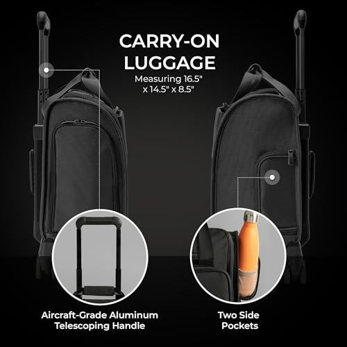 Image of Briggs & Riley Cabin Spinner - Carry On Luggage for Travel, Suitcases with Wheels, Softside Rolling Bag for Men & Women, Fits Under Plane Seat, Interlocking Handle - Baseline Collection, Black