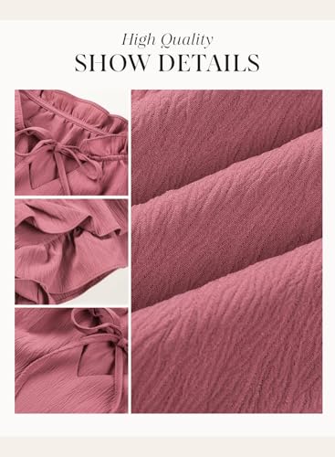 Image of Dokotoo Womens Summer Dresses 2026 V-Neck Drawstring Ruffle Cap Short Sleeve Side Pockets Mini Dress Sundress