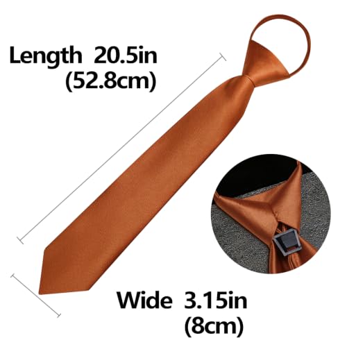 Image of YourTies Zipper Tie for Men Adjustable Pre-Tied Neckties Pocket Square Set | Solid Color Satin Pre Tied Mens Tie Pocket Square Gift Box Set,Formal Casual Wedding Business Party,for Suit Shirt Tuxedo