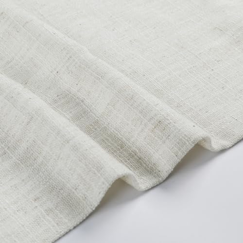 Image of TWOPAGES 34 inch inch W x 24 inch inch L Linen Blend Cafe Curtains for Kitchen Window, Light Filtering Pinch Pleated Tier Curtains, Modern Farmhouse Half Window Curtains for Bathroom, Ivory White, 2 Panels