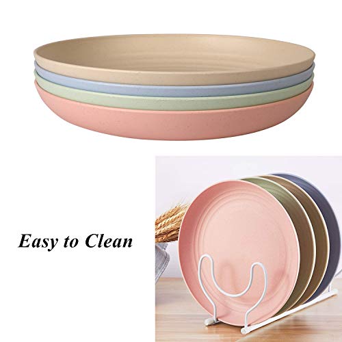 WANBY Wheat Straw Plates 8 Pcs 8 inch Lightweight Large Dinner Dishes Set by WANBY - Image 4