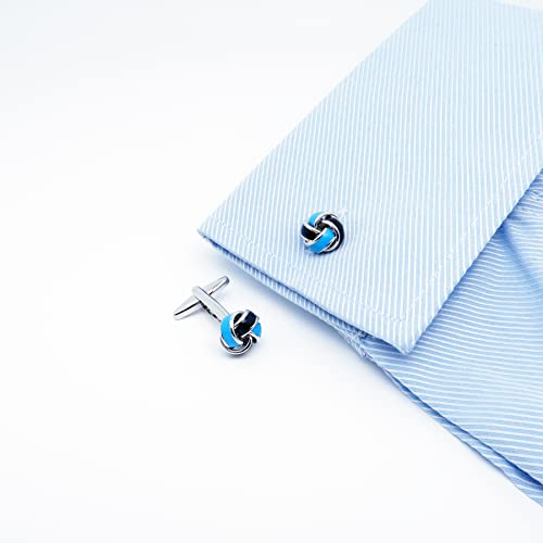 Jonwo Black And Blue Knot Cuff Links For French Tuxedo Shirt Stainless Brass Metal Shirt Buttons Cufflinks Anniversary In Gift Box #TOP2