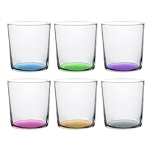 UNISHOP Set de 6 Vasos de Agua de Colores Pastel, Vasos de Cristal Multicolor y Transparentes, Aptos para Lavavajillas