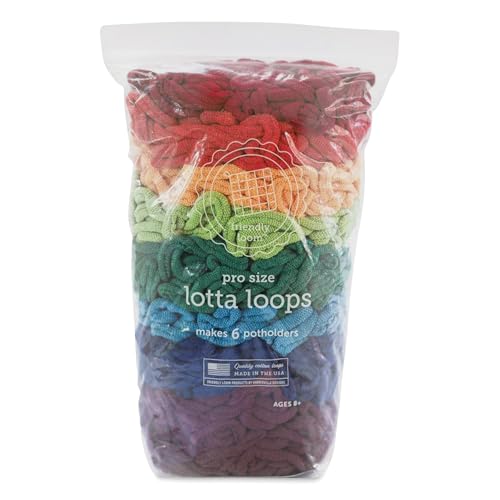 friendly loom Quality Cotton Weaving Loops in Rainbow Colors – 10” PRO Size | Weave 6 Functional Potholders | Made in The USA