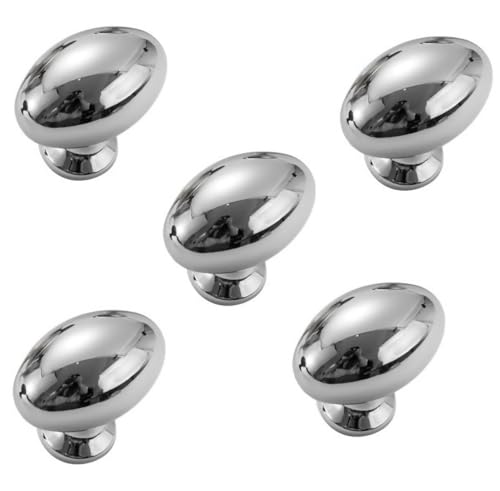 EBETA Schrankknöpfe Oval Möbelknöpfe Schubladenknopf Kommode Küchengriffe Luxus Möbelgriffe Zinklegierung Schrankgriffe (Silver, 8 Stück)
