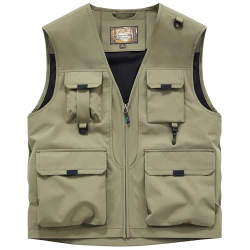 Chaleco de pesca para uso al aire libre Caweadw Softshell ligero de hombre