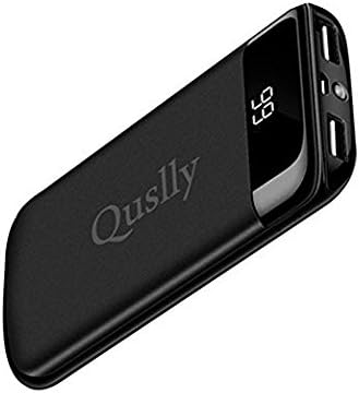 Quslly 20000mAh Portable Power Bank with Dual USB 2.1A Output and 1.0A Input - Black