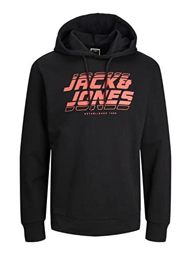 JACK & JONES Men's JCOELLIOT Sweat Hood FST Kapuzenpullover, Black, S