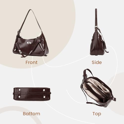 Rosvovo Genuine Leather shoulder Bag for Women，Small Leather Crossbody Bag Satchel purse Handbag with Adjustable Strap Cherry — view 6