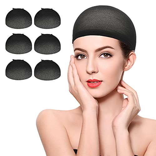 Wig Cap Yisane 6 Pieces Black Stocking Wig Cap for Women Nylon Stocking Cap for Wigs Bald Cap for Wig Hair Net for Wig(Wig Cap Black)