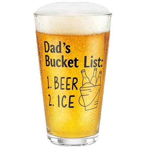 Fathers Day Gift for Dad - Dishwasher-Safe & Sturdy 16Oz Beer Glasses, Fade-Resistant Funny Dad Gifts from Daughter Son for Father's Day Birthday Retirement, MAVIT Engraved Glass Pint Drinking Glasses