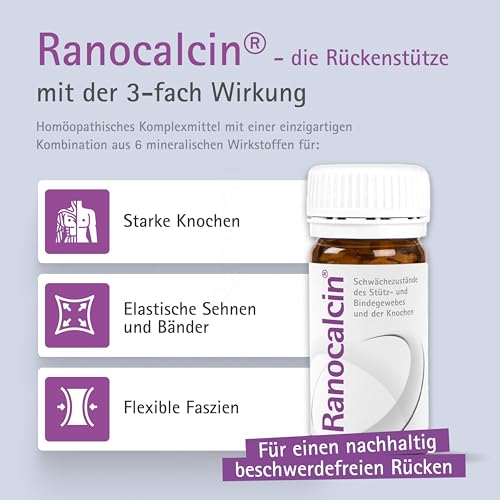 Ranocalcin® bei Beschwerden in Rücken, Schulter, Nacken - unterstützt Knochen, Sehnen, Bänder und Faszien - mit Calcium, Zink, Eisen, Kieselsäure - für Erwachsene und Kinder, 200 Tabletten