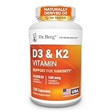 Dr. Berg Maximum Strength 2-in-1 Vitamin D3 K2 10,000 IU | Naturally Derived D3 | 4X Lab-Tested & Verified | High Absorption Formula | K2 D3 Vitamin Supplement - 120 Capsules