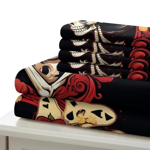 Housse de couette squelette 3D 135x200 parure de lit microfibre douce Jour des Morts