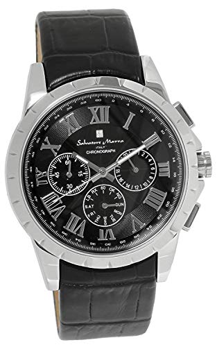 [サルバトーレマーラ]腕時計 ウォッチ 電波ソーラー クロノグラフ 限定モデル イタリアブランド ブラック×シルバー メンズ