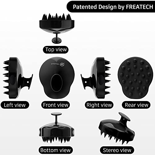 Freatech Scalp Massager Shampoo Brush With Soft Silicone Bristles For Scalp Care, Shower Hair Scalp Scrubber Exfoliator For Dandruff Removal And Hair Growth, Wet & Dry For Men, Women And Kids, Black #TOP6