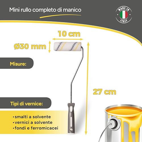 Boldrini Mini rouleau, rouleau en nylon 6 mm, idéal pour vernis à ongles et vernis à solvant - longueur 10 cm - avec poignée – vue 5