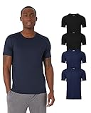 32° Degrees Mens 4 Pack Cool Crewneck T-Shirt | Anti-Odor | Quick Drying | 4-Way Stretch, 2 Black/ 2 Navy, Large
