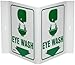 Brady V1EW03A 6" Height, 9" Width, 4" Depth Acrylic Green On White Color Standard "V" Sign Legend "Eye Wash (With Picto)"