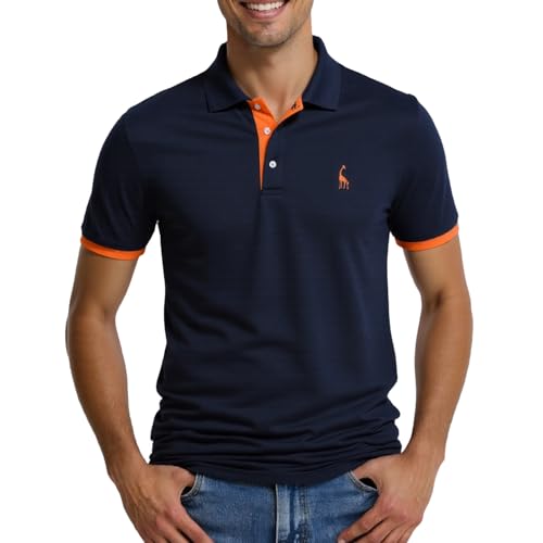 Opiniones y reviews de Playera Polo Naranja los más recomendados. 41 ANLIEKI Playera Polo Hombre Manga Corta, Polo Clásico para Hombre, Azul Marino con Detalles Naranja, con Bordado de Jirafa (MX/US, Alfa, X-Grande, Regular, Regular, Azul Marino)