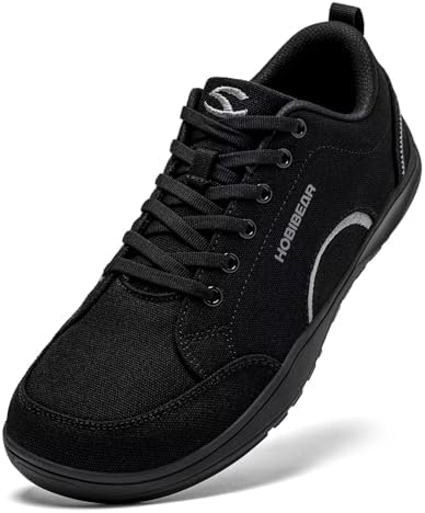 HOBIBEAR Unisex-Schuhe mit breiter Zehenkappe Minimalistische Barfuß-Sneakers aus Canvas Schnürschuhe zum Wandern für Damen und Herren