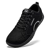 HOBIBEAR Barefoot Shoes for Men Women Wide Toe Minimalist Trainers Unisex Canvas Non-Slip Walking Shoes(Black,UK 11.5)