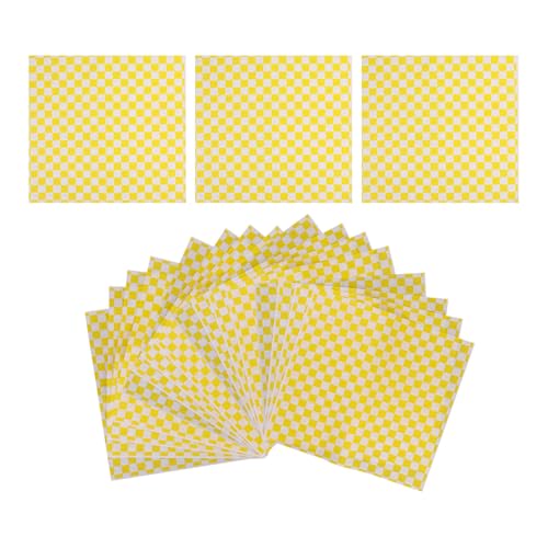 Abaodam 100 Hojas de Papel Encerado para Alimentos con Diseño de Rejilla, Resistente la Grasa y Absorbe Aceite, Adecuado para Hornear Pasteles y Galletas