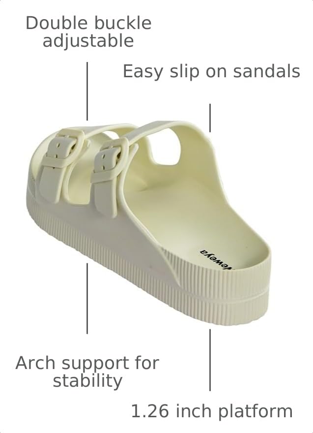 Image of Weweya Platform Sandals Women Arch Support Sandal Buckle Straps Slides | Flip Flops, EVA, Beach, Comfortable, Summer, Lightweight, Recovery