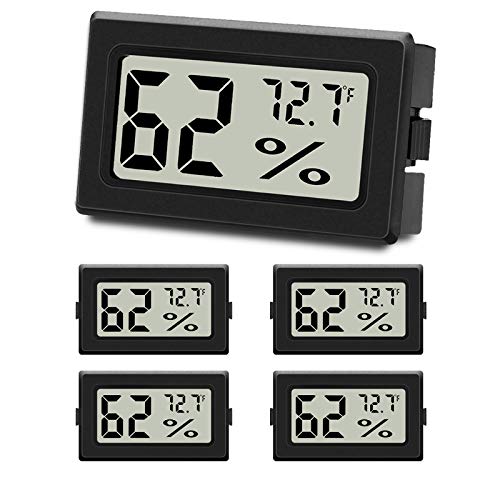 Taseven 5PCS Mini Digital Thermometer, Hygrometer Gauge LCD Display Fahrenheit (?) , Electronic Temperature Humidity Meters, Humidity Meter for Home, Office, Greenhouse, Garden, Cellar, Fridge, Closet