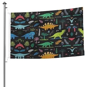 Xlewsieu Black-48 Dinosaurier-Flagge 1,5 x 2,4 m
