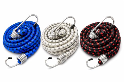Bagaj Lastiği Set, 80 cm, 6 mm, 3'lü, Güvenli Yük Sabitleme için Profesyonel Kullanım, Dolamaçlı Elastik Kordon, Çelik Kancalı, Yüksek Dayanımlı