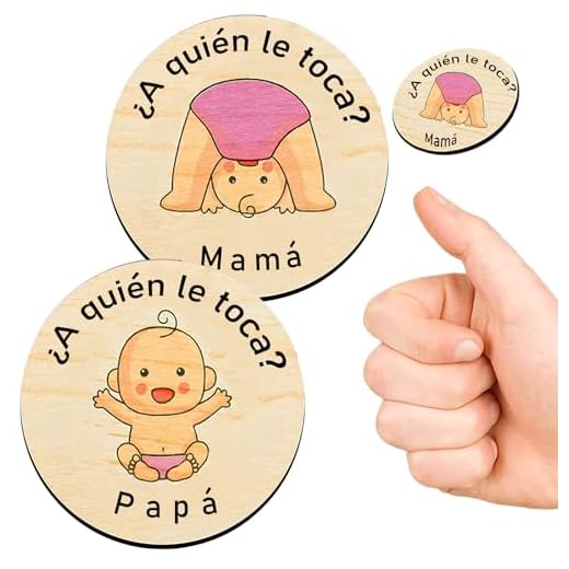 FANAOREN Regalo Bebe, Regalo Bebe Recien Nacido Niño, Monedas de Decisión de Madera, Cosas para Bebes, Regalo Recien Nacido, Regalos Embarazadas Originales, Regalos Mamas Primerizas (Rosa)